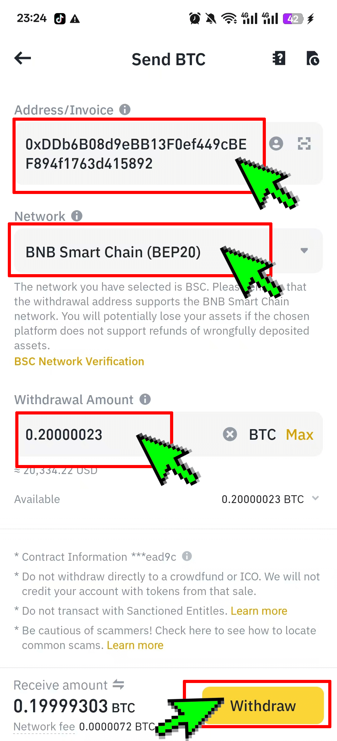 Enter Address and Select Network